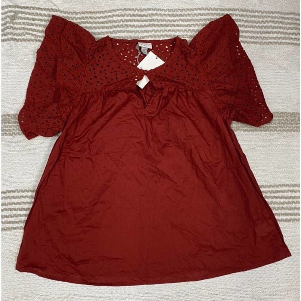 A New Day Short Sleeve Top Burgundy/Red Color Size XS - 23